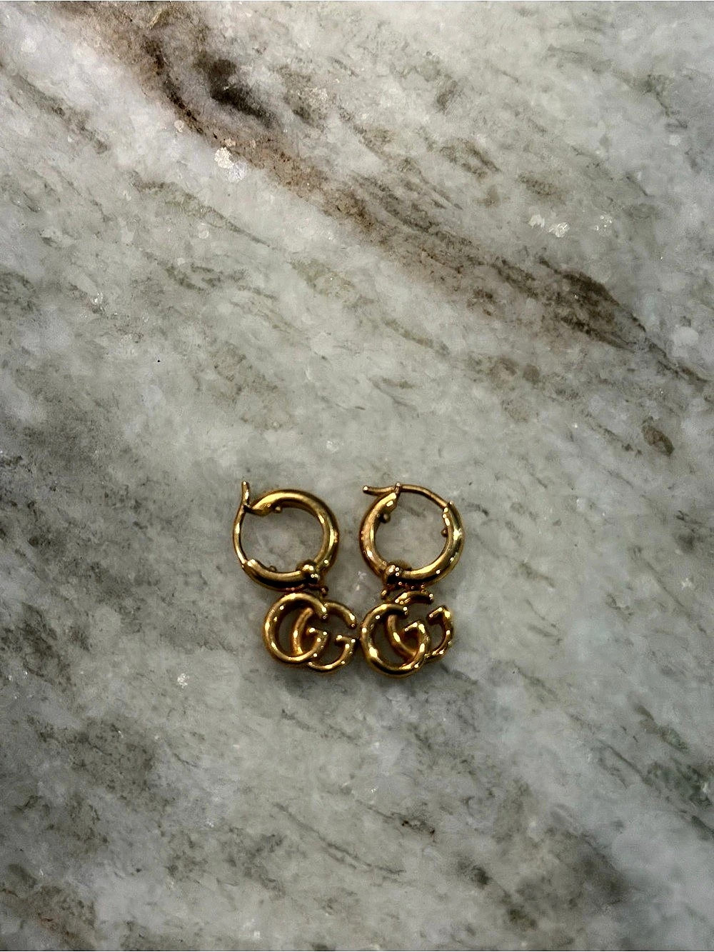 Gucci GG Logo Hoop Earrings Gold